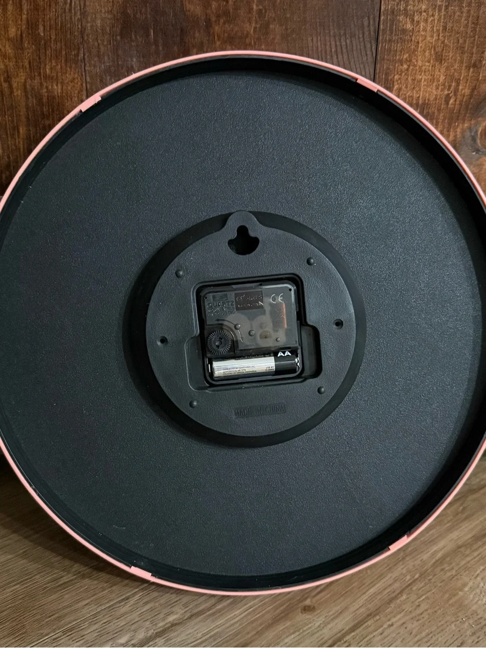 Pink Wall Clock with Gold Numerals and Hands - Quartz